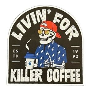 Dutch Bros Coffee Livin‎ for killer coffee Skeleton Sticker Collectible